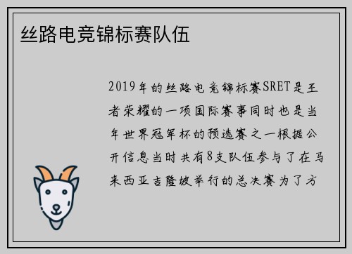 丝路电竞锦标赛队伍