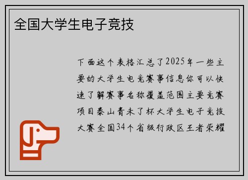 全国大学生电子竞技
